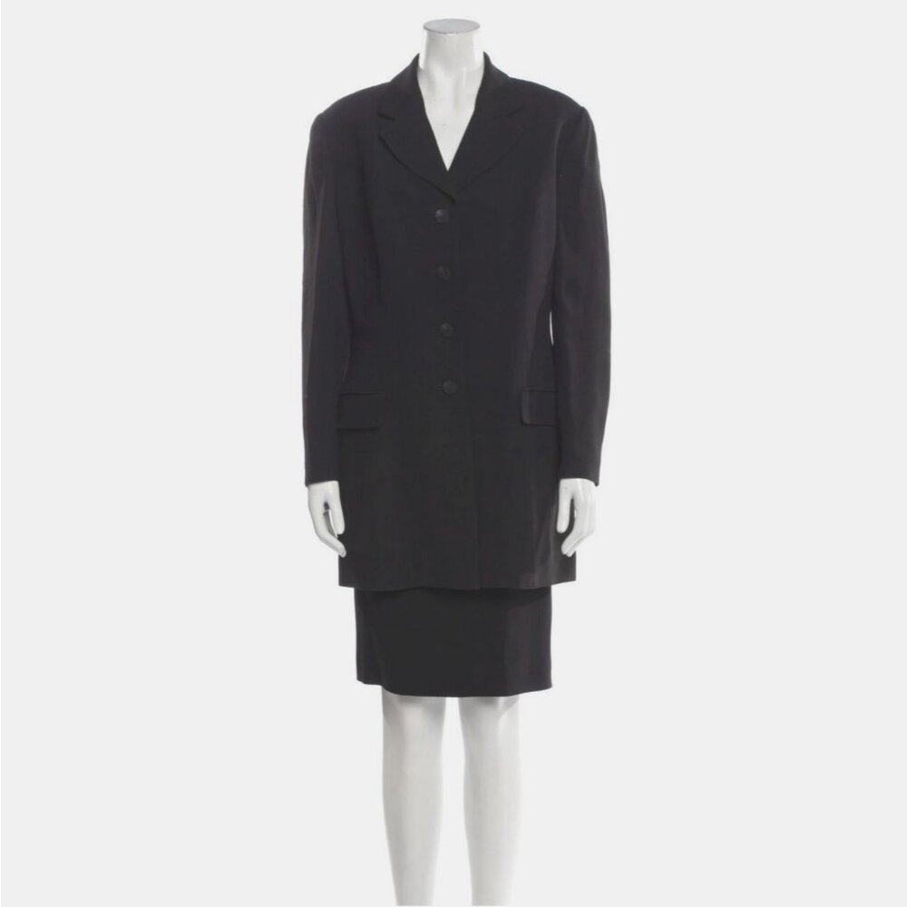 LANVIN Skirt Suit Button Jacket Knee-Length Skirt Set US 12 FR 44 Corp Core 90s